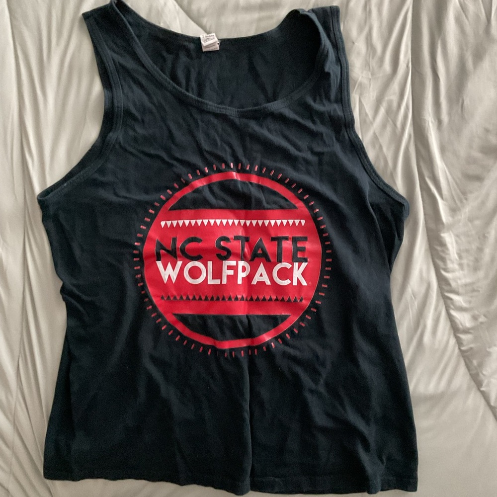 NCSU Black Tank Top with Red Logo